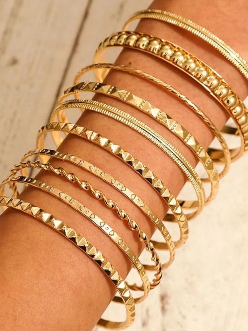 New Elegant Gold Bangle Bracelet Stack Set